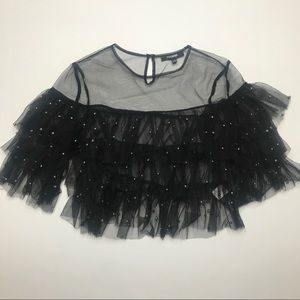 Sheer mesh beaded top